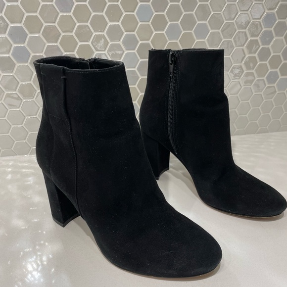 Black Suede Heeled Ankle Boots (Nine West) - Picture 8 of 9